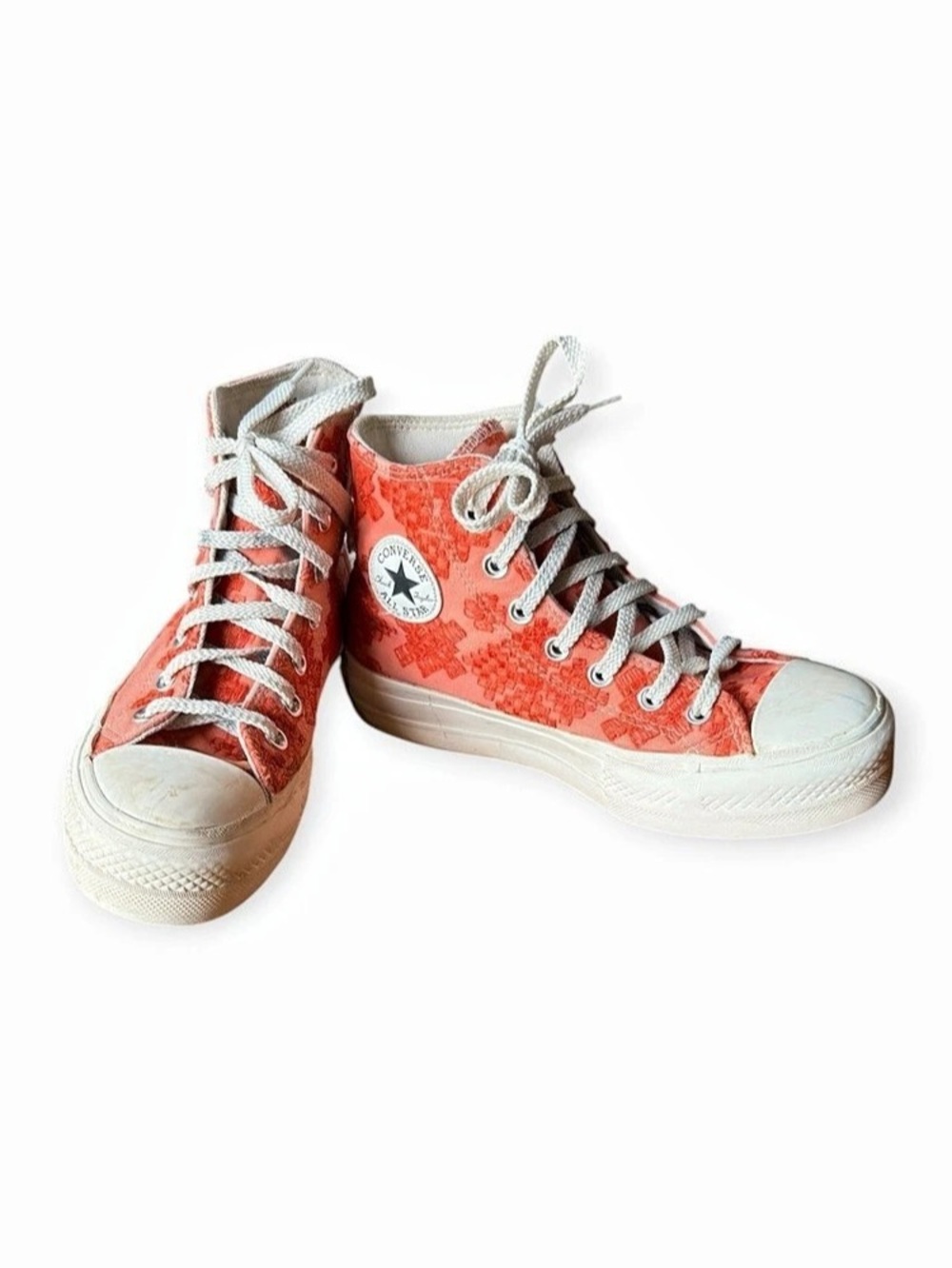 Converse Chuck Taylor All Star High Top Sneakers Printed Orange & White US 6